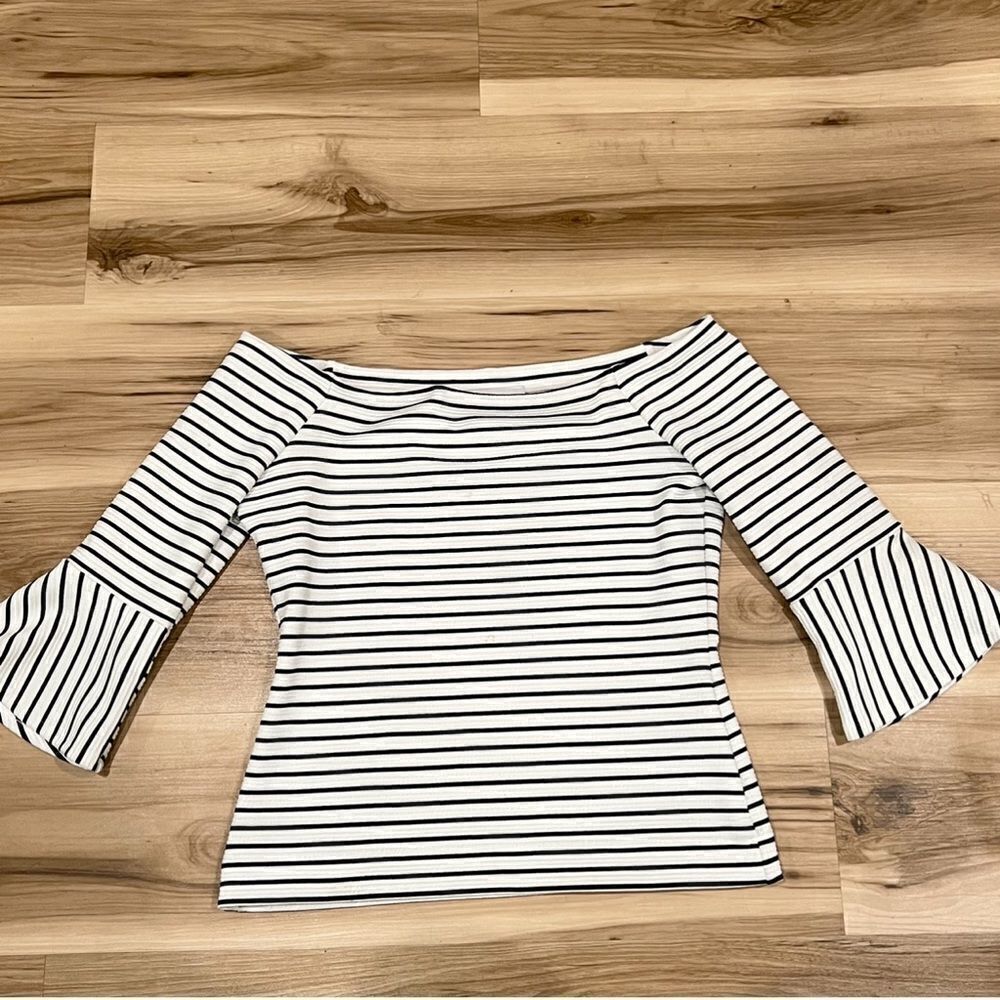 Highline Collective Bell Sleeve Crop Off The Shoulder Striped Top Women’s Small